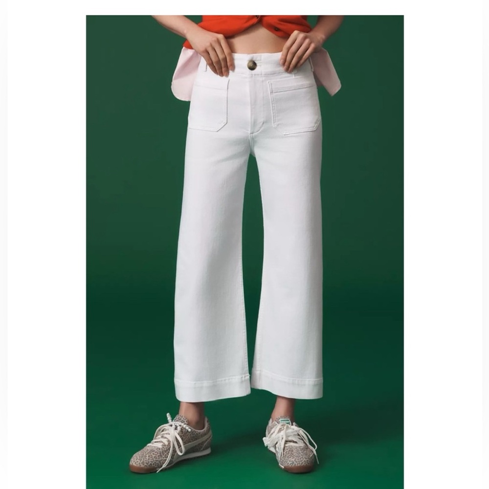 Anthropologie Crisp White Wide Leg Trousers